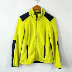 L.L. Bean lime green polartec fleece zip up jacket
